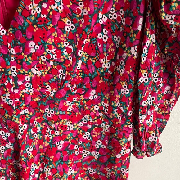 SALONI Collette Silk Floral Mini Puff Sleeve Dress - Picture 7 of 14